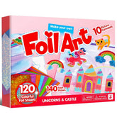 Joyfy Foil Art Kit for Kids, 10 Piece Unicorn and Princess Craft Set, Arts & Crafts Supplies, Travel Toys, Birthday Gifts for Boys & Girls Ages 4 +