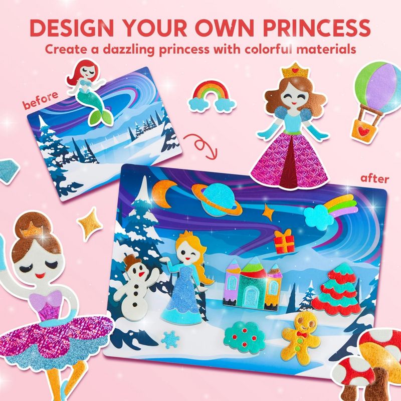 Joyfy Foil Art Kit for Kids, 10 Piece Unicorn and Princess Craft Set, Arts & Crafts Supplies, Travel Toys, Birthday Gifts for Boys & Girls Ages 4 +