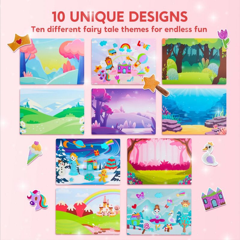 Joyfy Foil Art Kit for Kids, 10 Piece Unicorn and Princess Craft Set, Arts & Crafts Supplies, Travel Toys, Birthday Gifts for Boys & Girls Ages 4 +