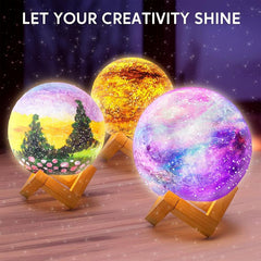 Joyfy DIY 3D Moon Lamp Painting Kit, Paint Your Own Moon Light, Arts and Crafts Kit for Kids Age 6+, Birthday Valentine’s Day Gifts for Boys Girls