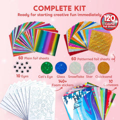 Joyfy Foil Art Kit for Kids, 10 Piece Unicorn and Princess Craft Set, Arts & Crafts Supplies, Travel Toys, Birthday Gifts for Boys & Girls Ages 4 +