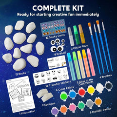 Joyfy Glow in The Dark Rock Painting Kit, Creative DIY Arts and Crafts Set for Kids Ages 6-12, Craft Paint Kits for Kids Birthday Easter Gift Toy