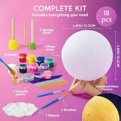 Joyfy DIY 3D Moon Lamp Painting Kit, Paint Your Own Moon Light, Arts and Crafts Kit for Kids Age 6+, Birthday Valentine’s Day Gifts for Boys Girls