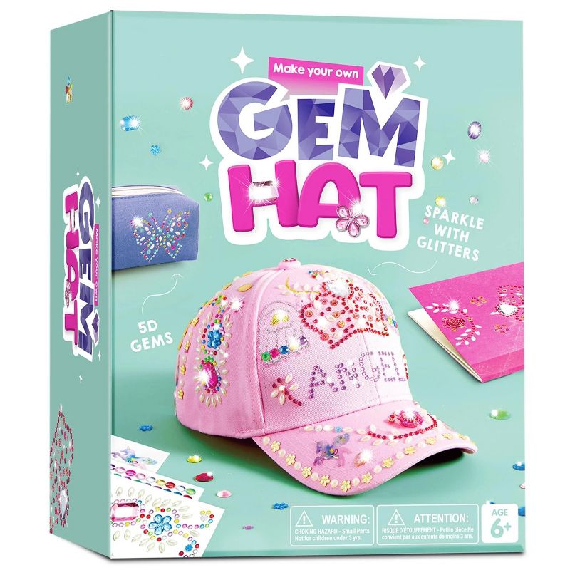 Joyfy Baseball Cap DIY Kit, Pink Baseball Cap Decorate Kit with 7 Sheets Gems Stickers, Art & Crafts, Birthday Toys Art Supplies Gift For Girls Age 6+