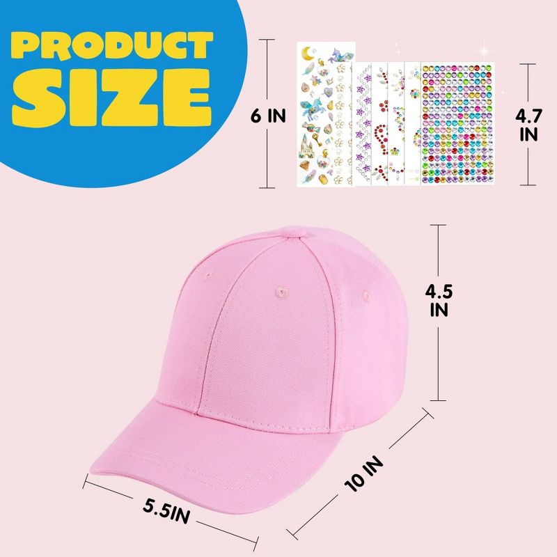 Joyfy Baseball Cap DIY Kit, Pink Baseball Cap Decorate Kit with 7 Sheets Gems Stickers, Art & Crafts, Birthday Toys Art Supplies Gift For Girls Age 6+